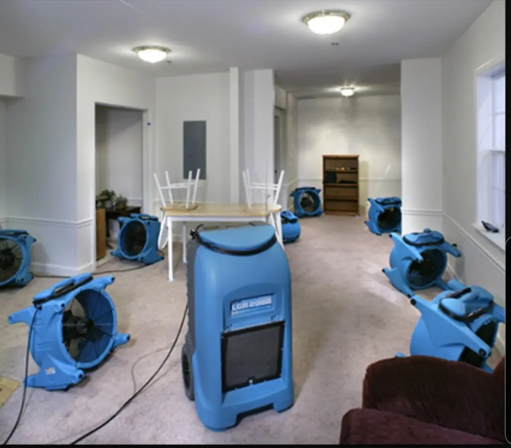 Air movers and dehumidifier setup for Water Extraction & Removal in Downingtown